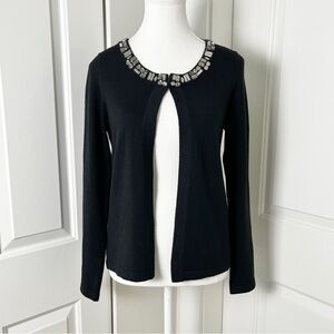 Banana Republic Black Wool-Blend Cardigan w/ Jewel Neckline – Small